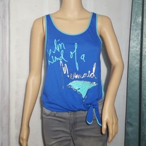 L♡Amour "I'm Kind of a Mermaid" blue tank top